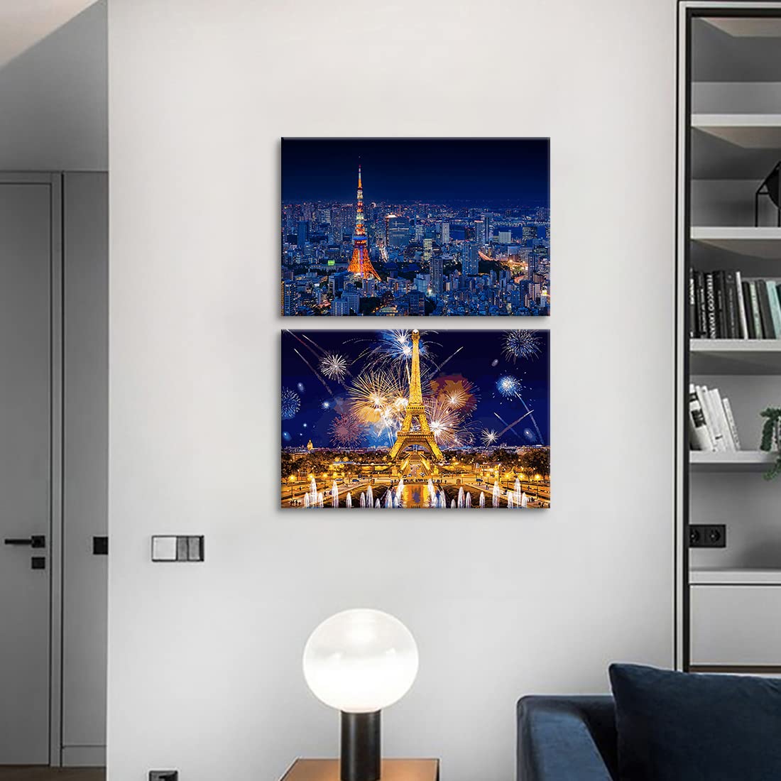 Amazon.co.jp: 夜景 アートパネル 2枚セット 飾り絵 東京タワー